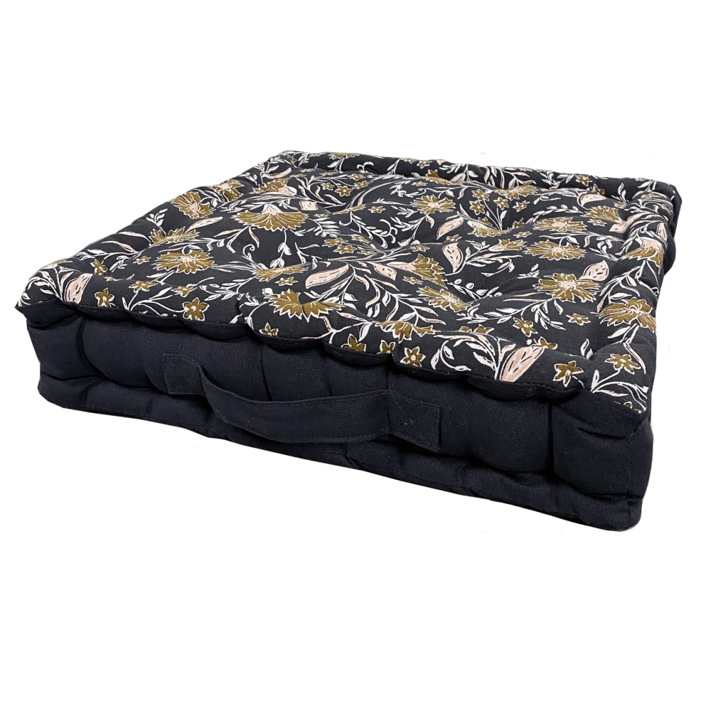 Coussin de sol imprimé floral 40x40 cm gris anthracite — vue 4