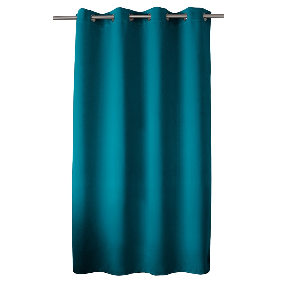 Rideau occultant uni sobre polyester bleu canard 140x180 cm - Maisons du Monde