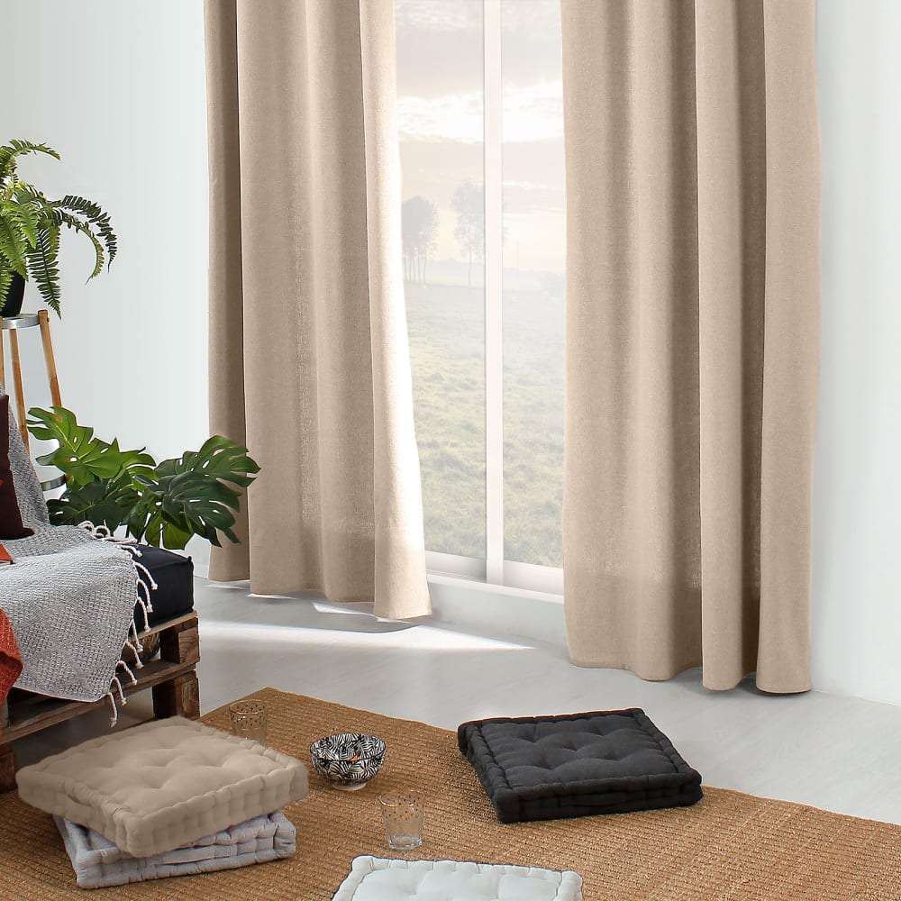 Rideau en coton recyclé  - effet chiné naturel 135x240 cm