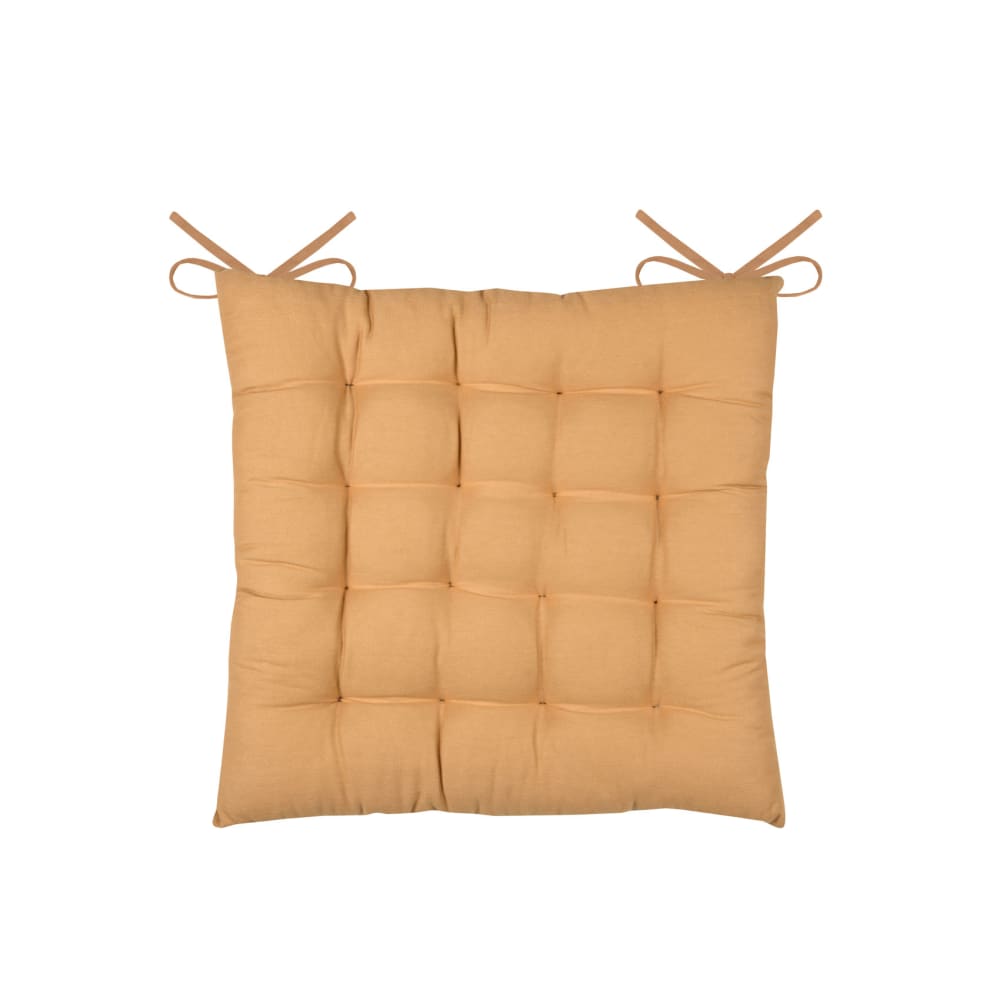 Galette de chaise unie et classique coton jaune moutarde 38x38 cm