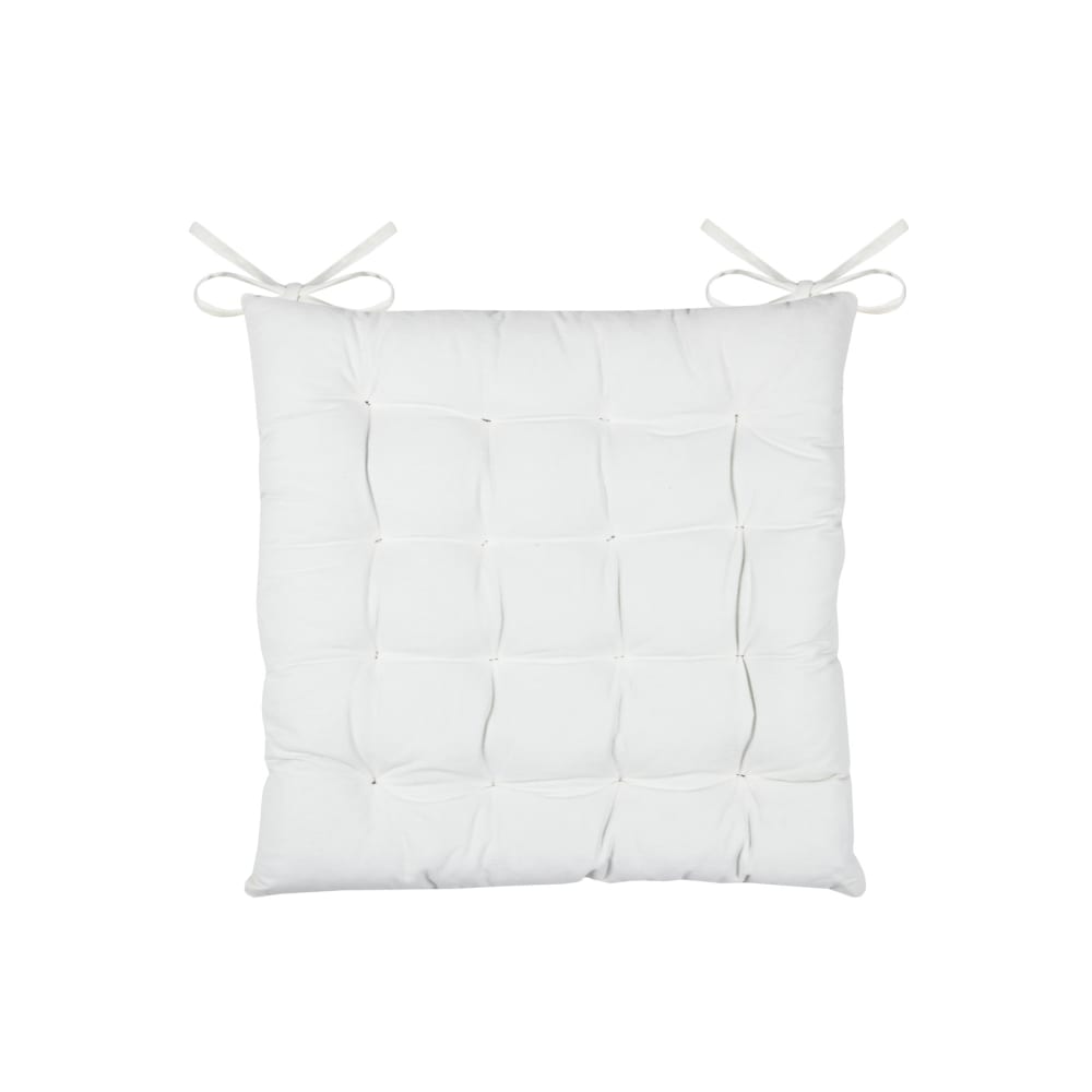 Galette de chaise unie et classique coton ecru 38x38 cm