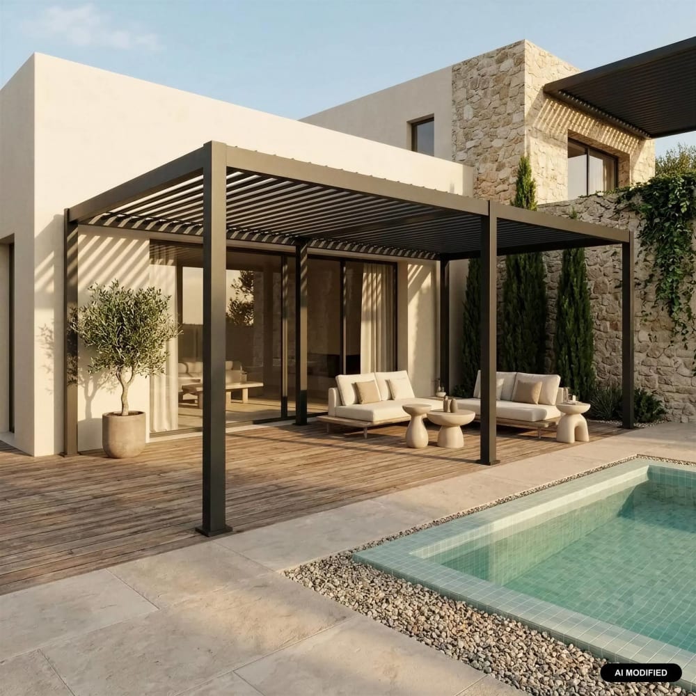 Pergola bioclimatique 300x600cm, alu - Maisons du Monde