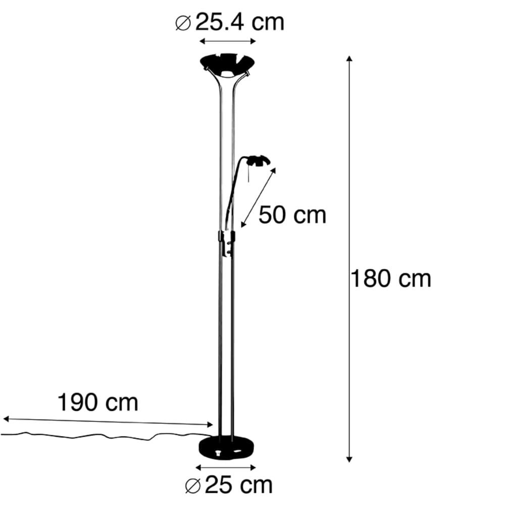 Lampadaire acier lampe lecture led dimmer — vue 4
