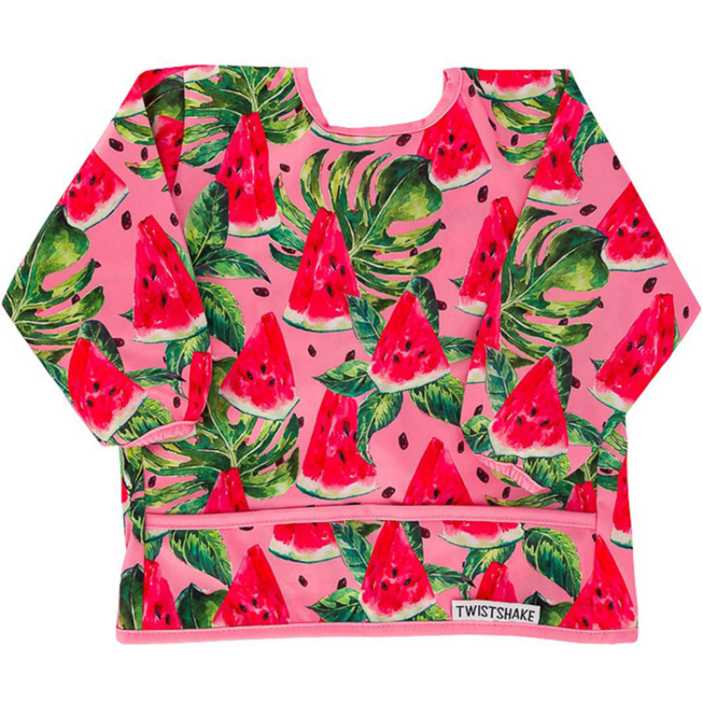 Twistshake Bavoir à manches longues avec poche pastèque Rose Pes - Polyester - 1x22x35cm