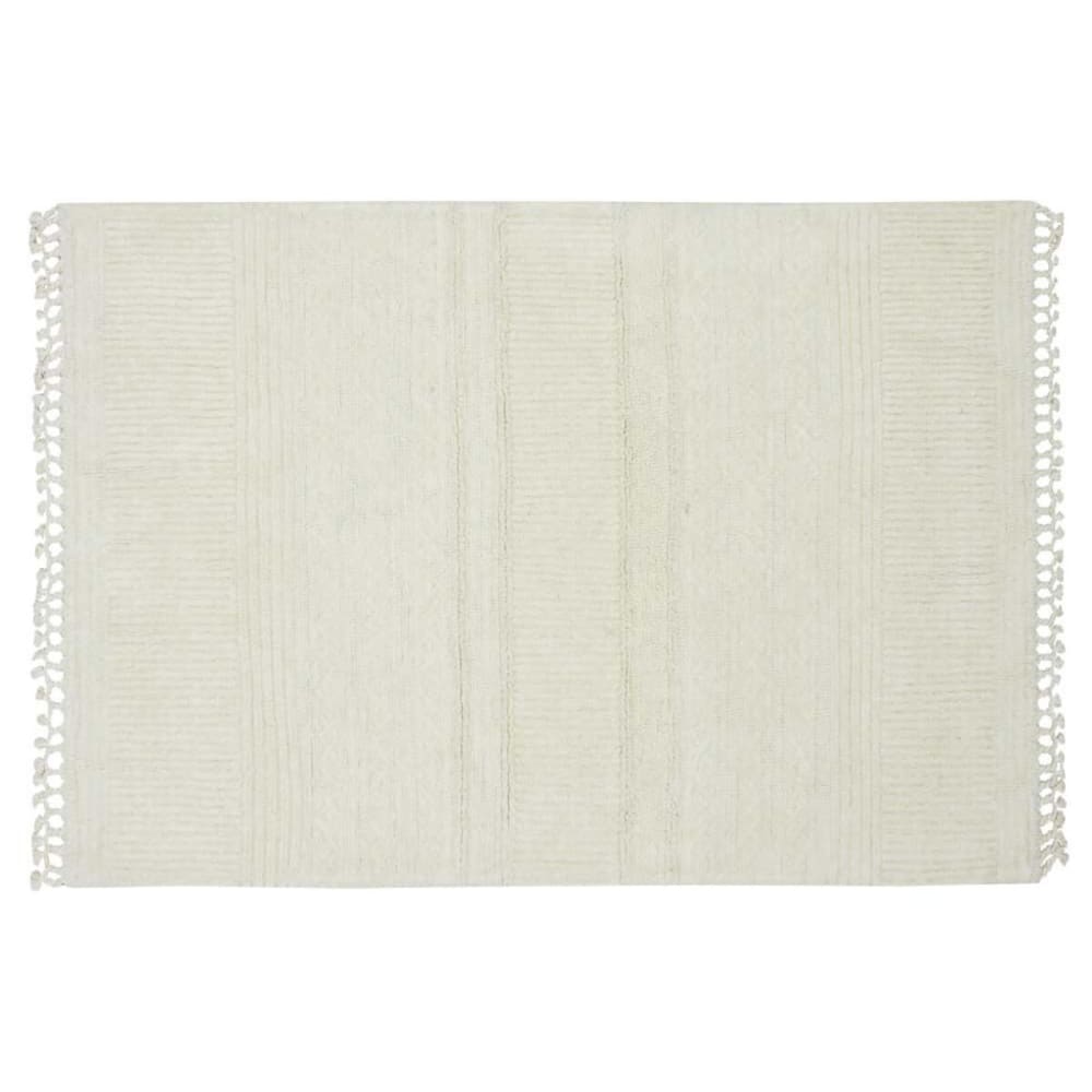 Alfombra lavable de lana blanca 140x200 cm