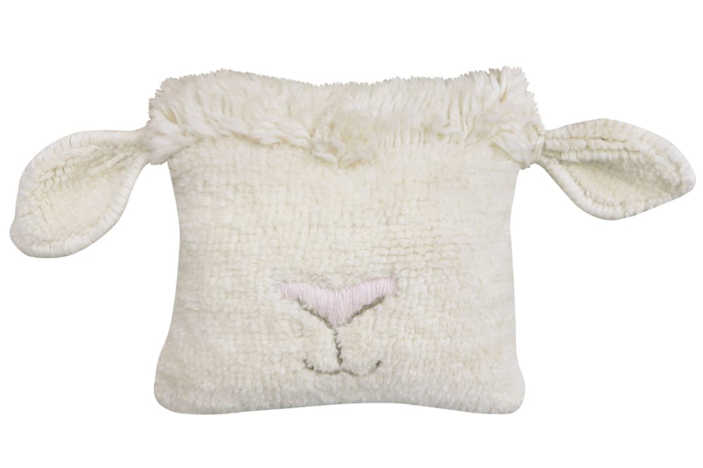 Cojin de oveja de lana blanco 35 x 35