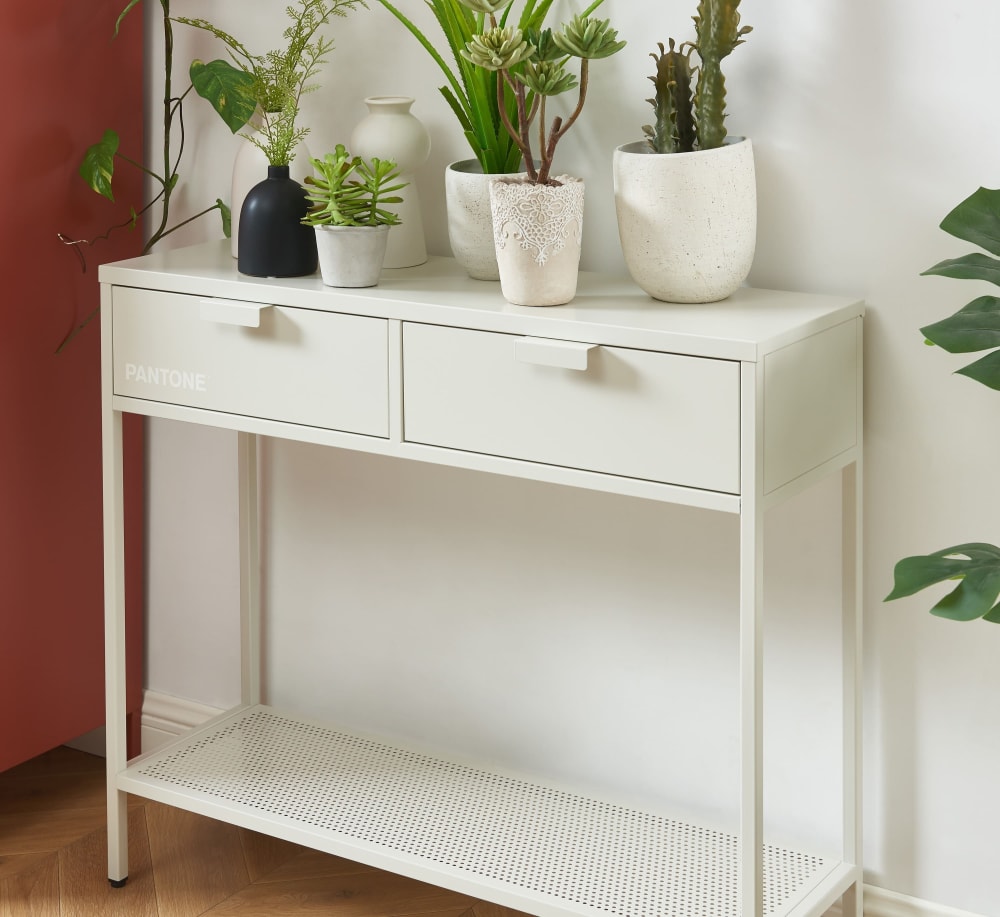 Console métal beige sable 100cm