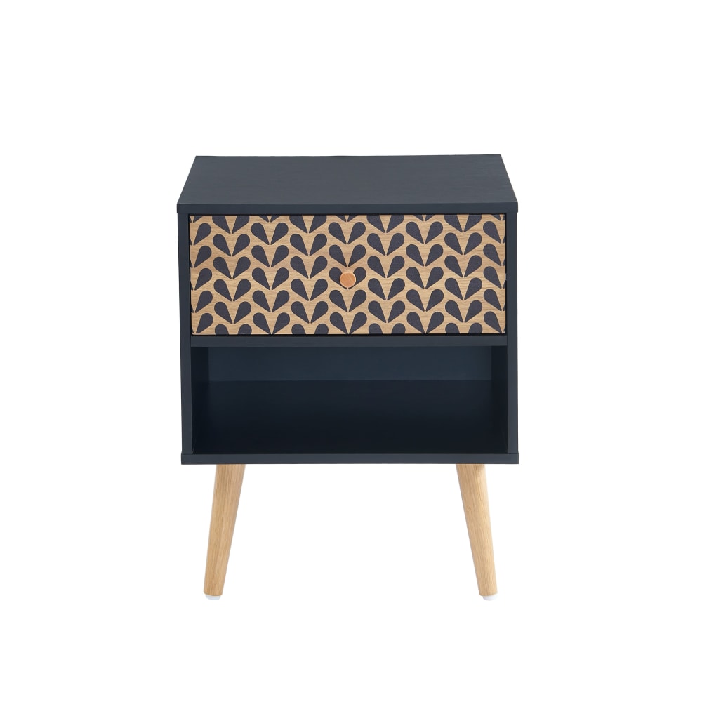 Table de chevet   noir et effet bois et chêne 40cm