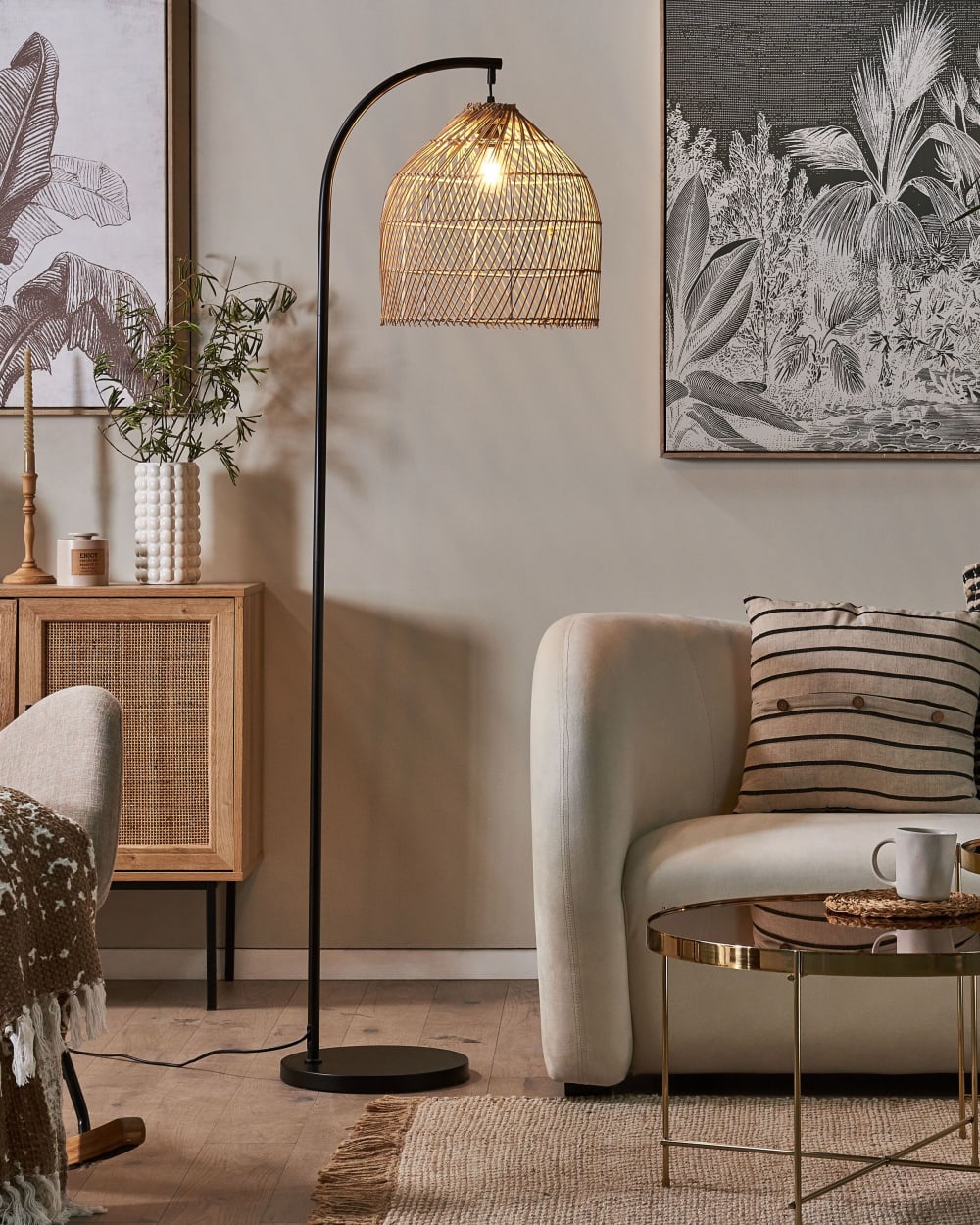 Lampadaire rotin naturel — vue 3