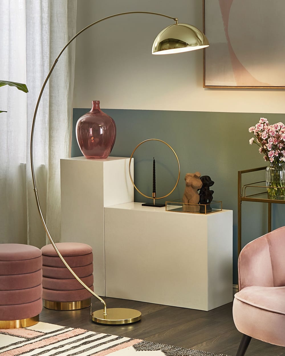 Lampadaire métal doré — vue 3