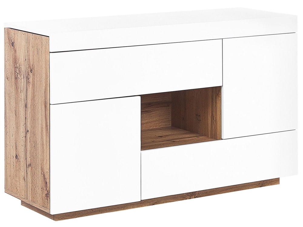 Beliani Sideboard mit 2 Türen aus Holzwerkstoff 77cm, weiß style modern - Spanplatte