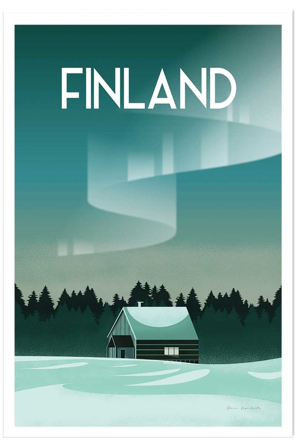 Affiche voyage Laponie Finlandaise sans cadre 60x90 cm
