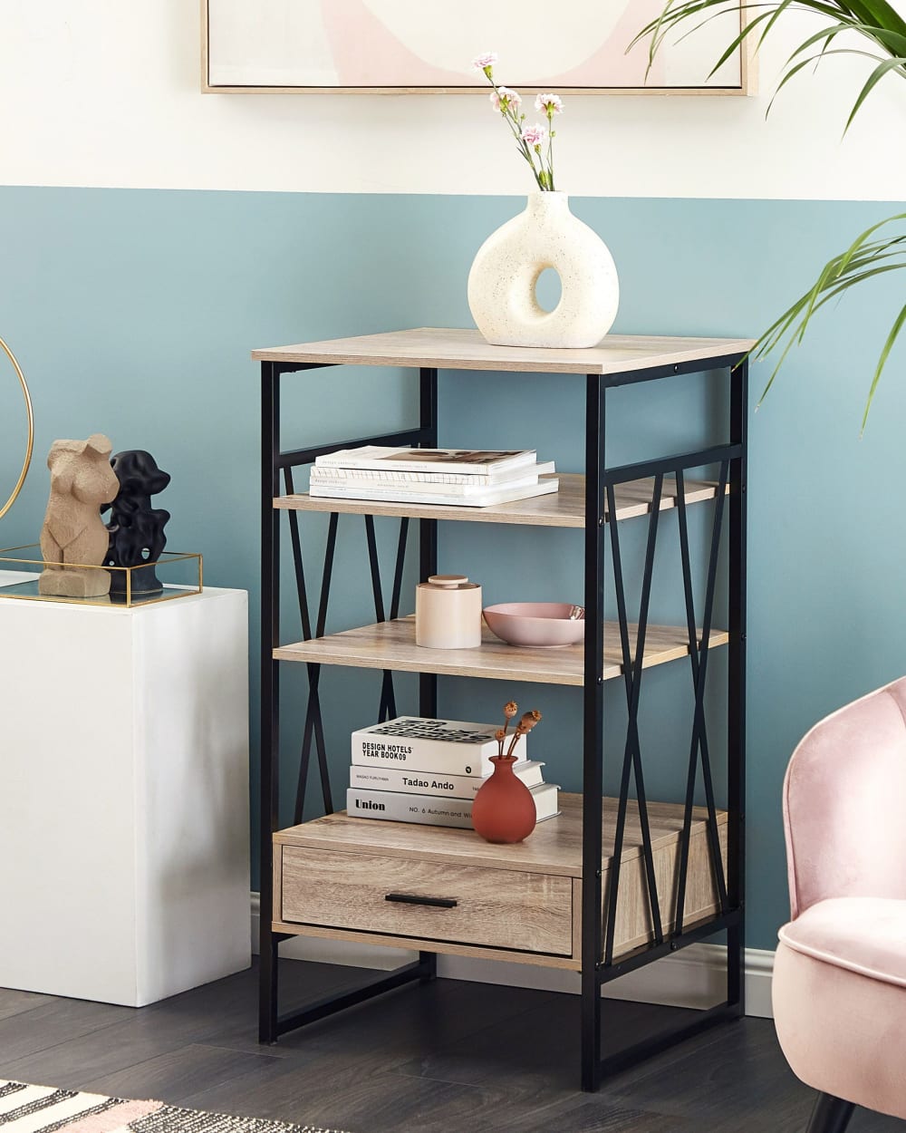 Bibliothèque 3 étagères 101 cm marron clair