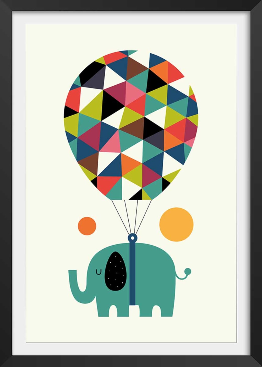 Poster gigante per bambini in mongolfiera con marco negro 20x30cm - Multicolore - LEGNO