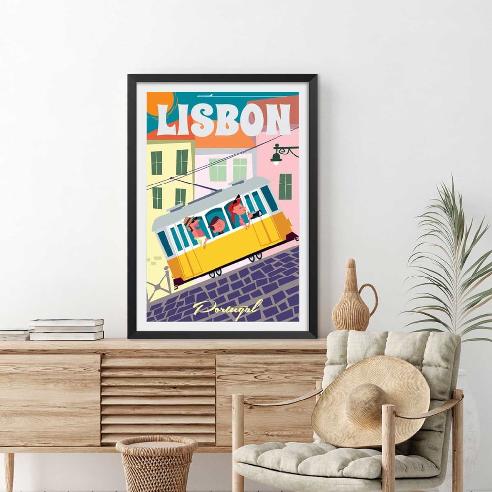 Póster de un fin de semana en lisboa con marco negro 20x30cm - Maisons du Monde