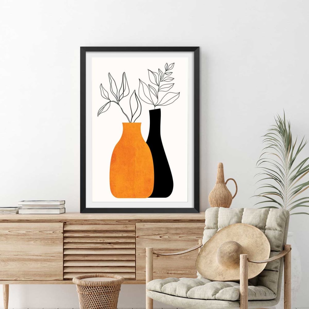 Poster floreale "pianta"" con marco negro 40x60 cm - Hexoa
