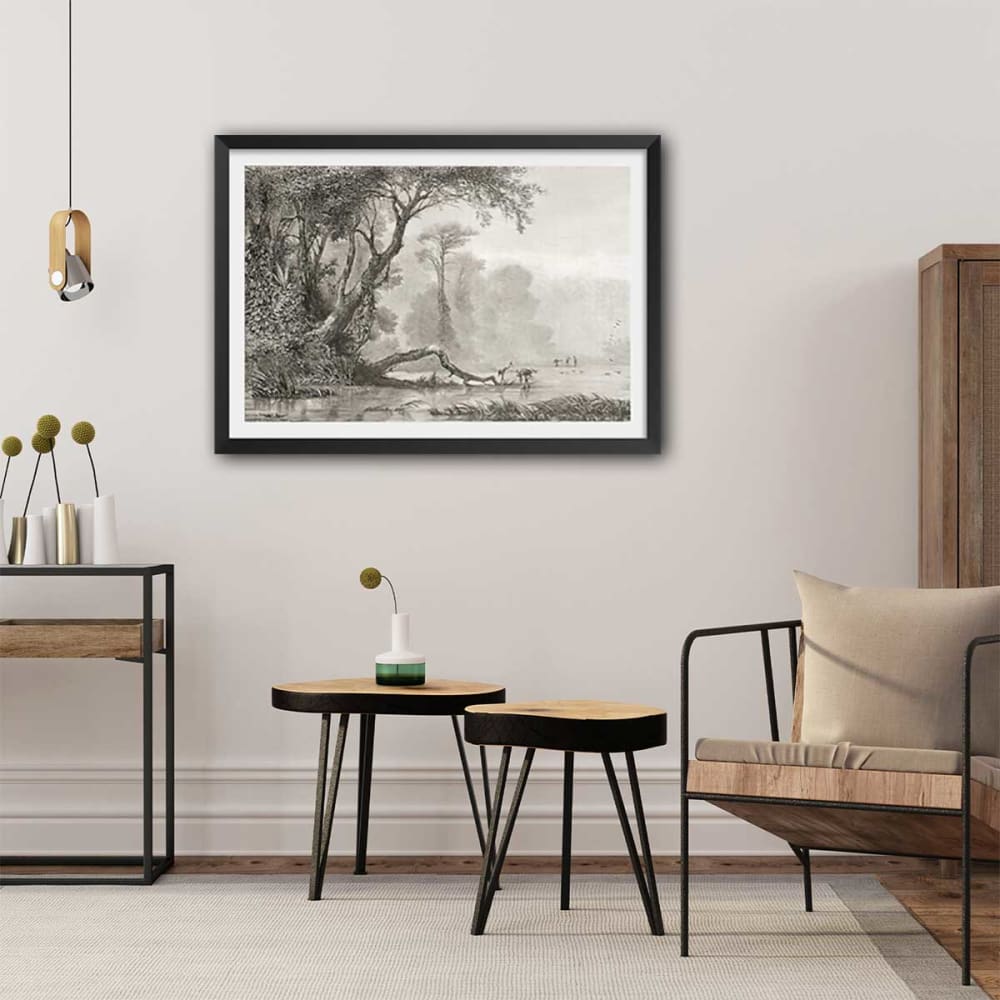 Cartel grabado las orillas del río sin marco 60x40cm - Maisons du Monde