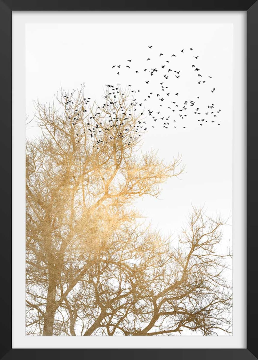 Affiche dessin ciel d'or avec cadre noir 40x60  cm