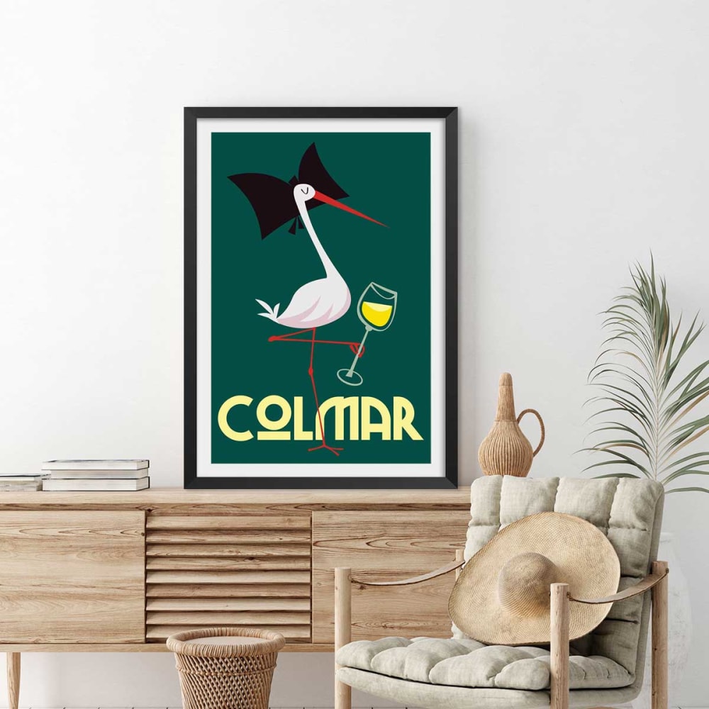 Poster cicogna di colmar con marco negro 40x60 cm - Hexoa