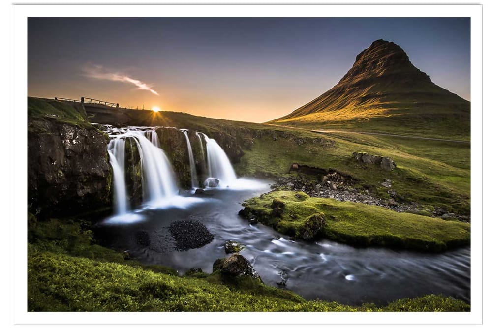 Affiche paysage cascade o Kirkjufell islande sans cadre 45x30 cm