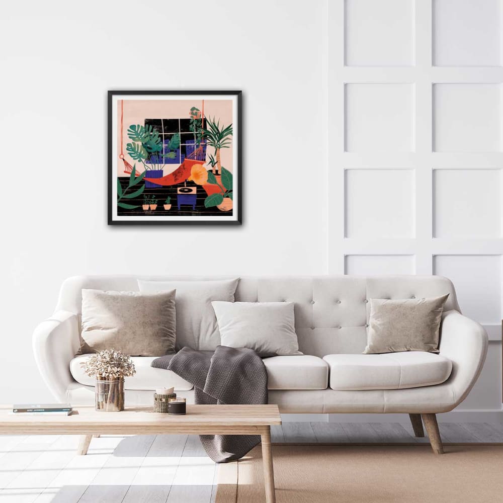 Poster illustrativo del freddo tropicale con marco negro 30x30cm