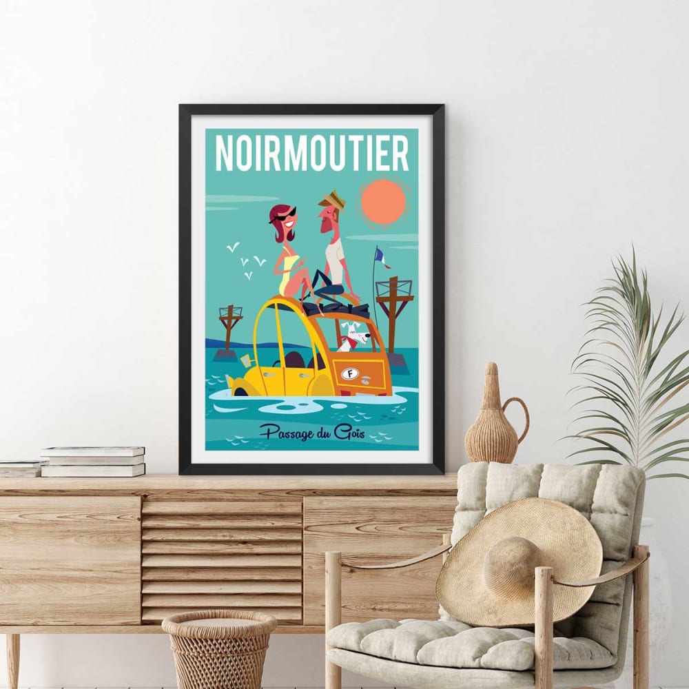 Poster noirmoutier con marco negro 20x30cm - Hexoa