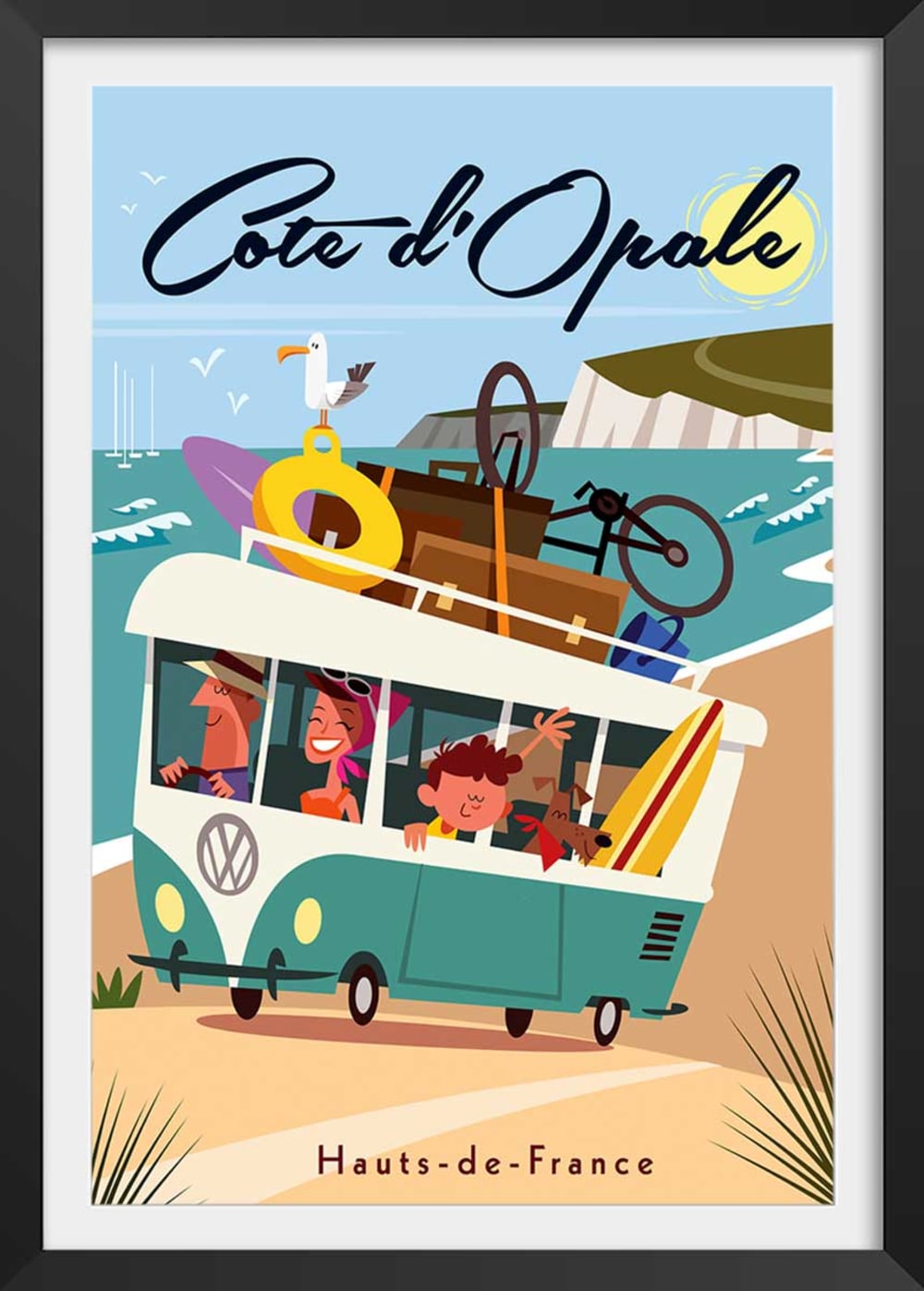 Poster costa d'opale con marco negro 40x60 cm - Modello Vintage - Multicolore - LEGNO
