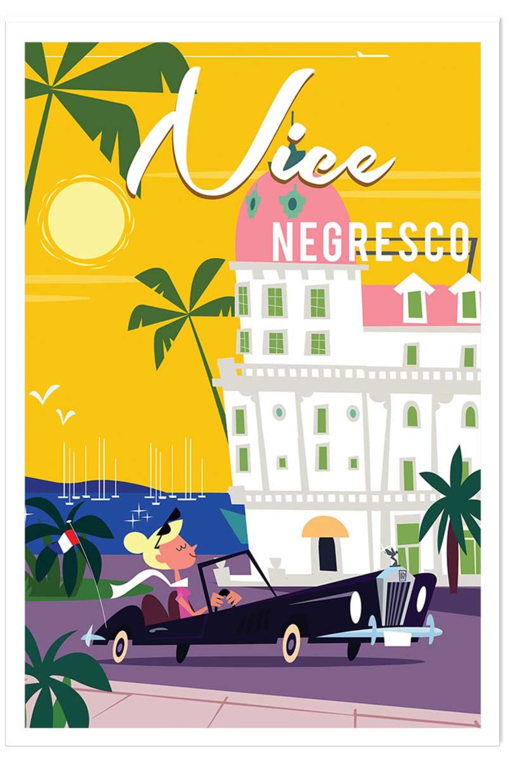 Affiche vacances à Nice sans cadre 30x45 cm