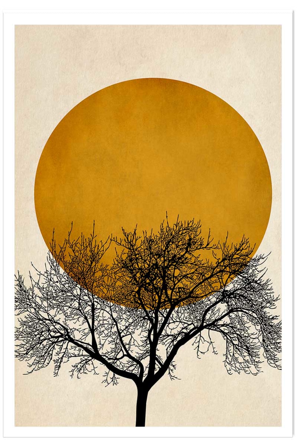 Poster disegno ""albero e serenità"" sin marco 40x60cm - Modello Classico chic - Arancione - Carta