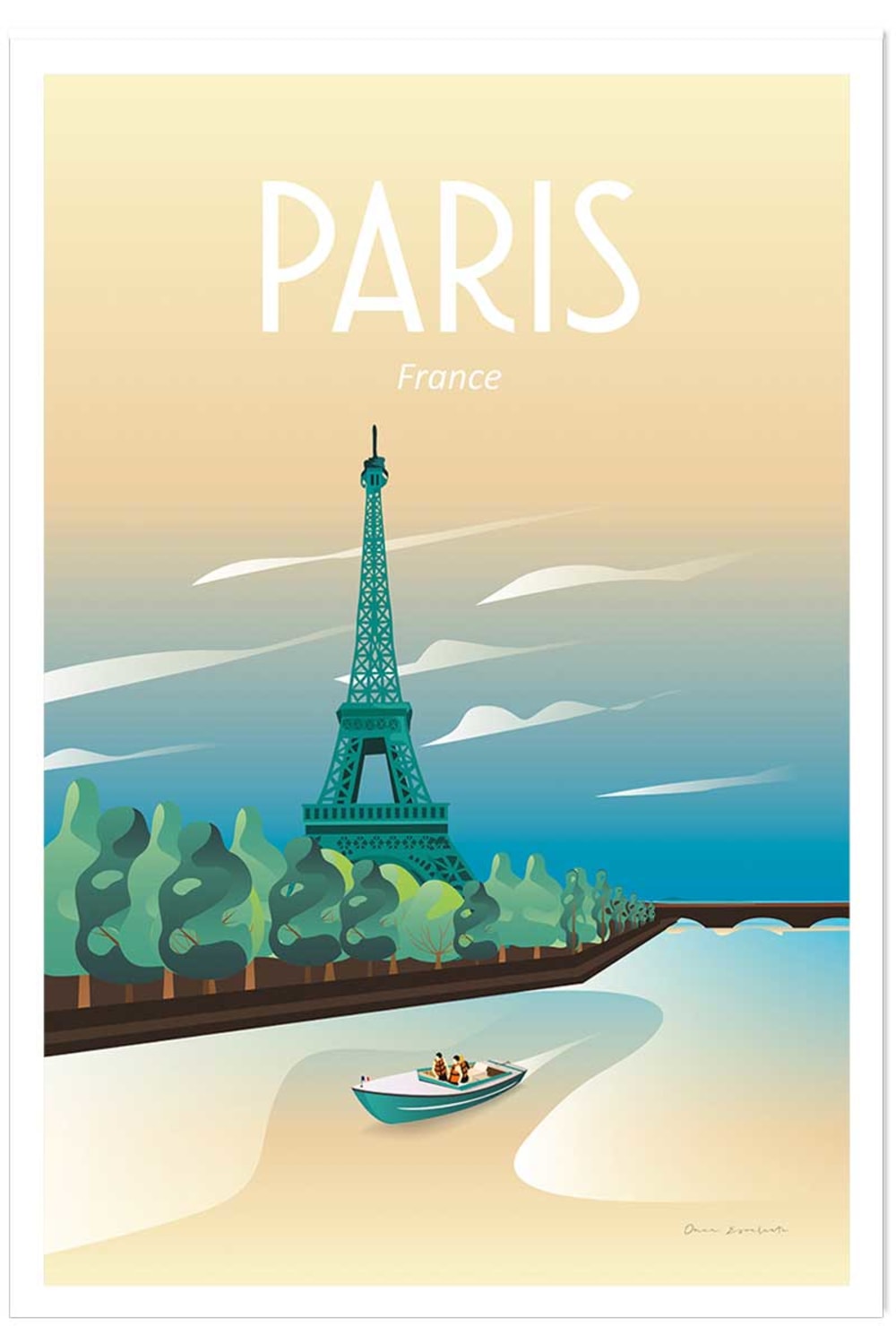 Affiche ville voyage à Paris sans cadre 40x60 cm