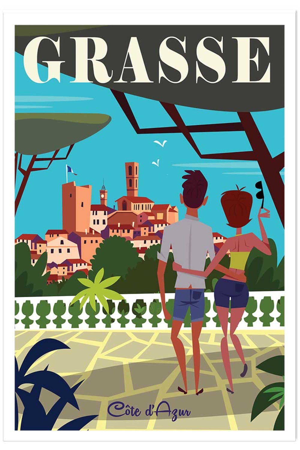 Poster di viaggio di grasse sin marco 20x30cm - Modello Vintage - Multicolore - Carta