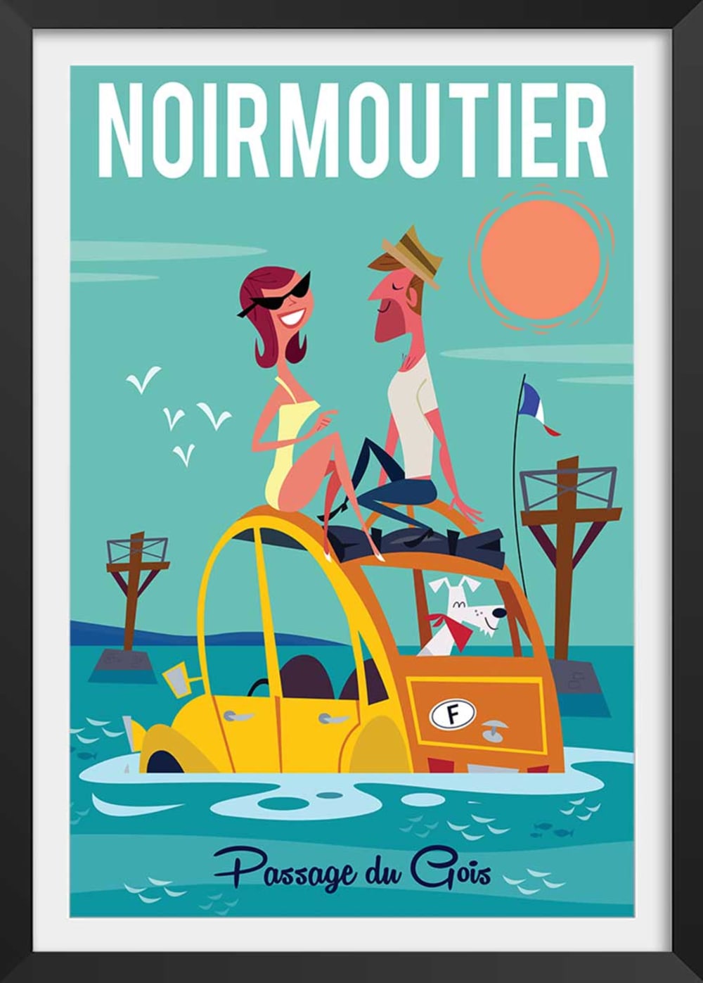 Cartel noirmoutier con marco negro 40x60 cm