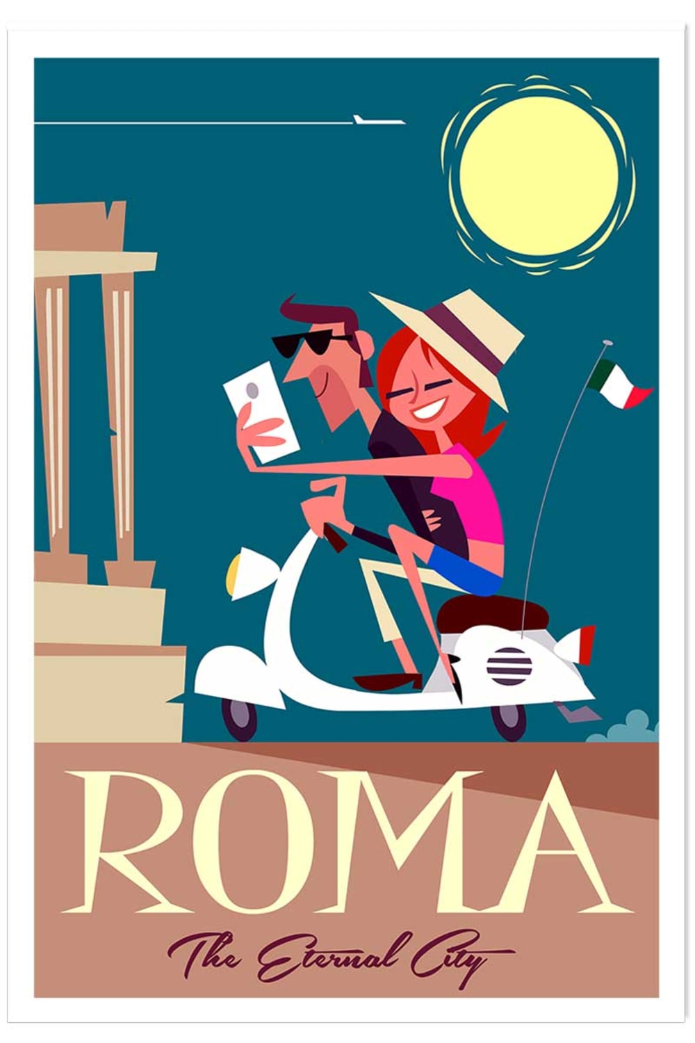 Affiche voyage en amoureux sans cadre 20x30 cm