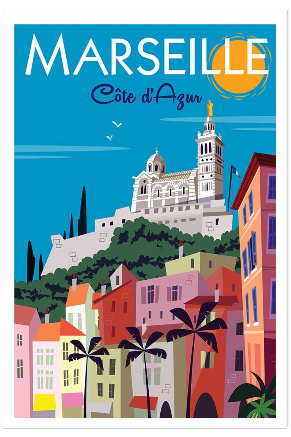 Poster vintage di marseille sin marco 30x45cm - Modello Vintage - Multicolore - Carta