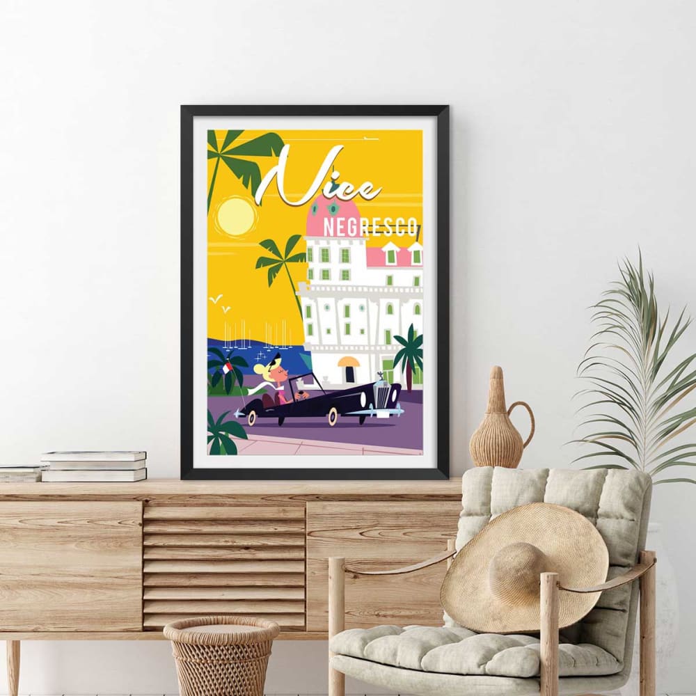 Bel poster delle vacanze con marco negro 20x30cm - Hexoa