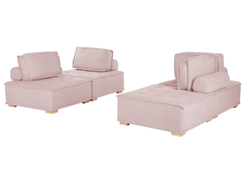 Ensemble de salon modulable - tissu rose