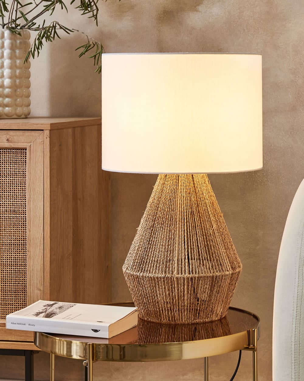 Lampe à poser corde en papier naturel — vue 3