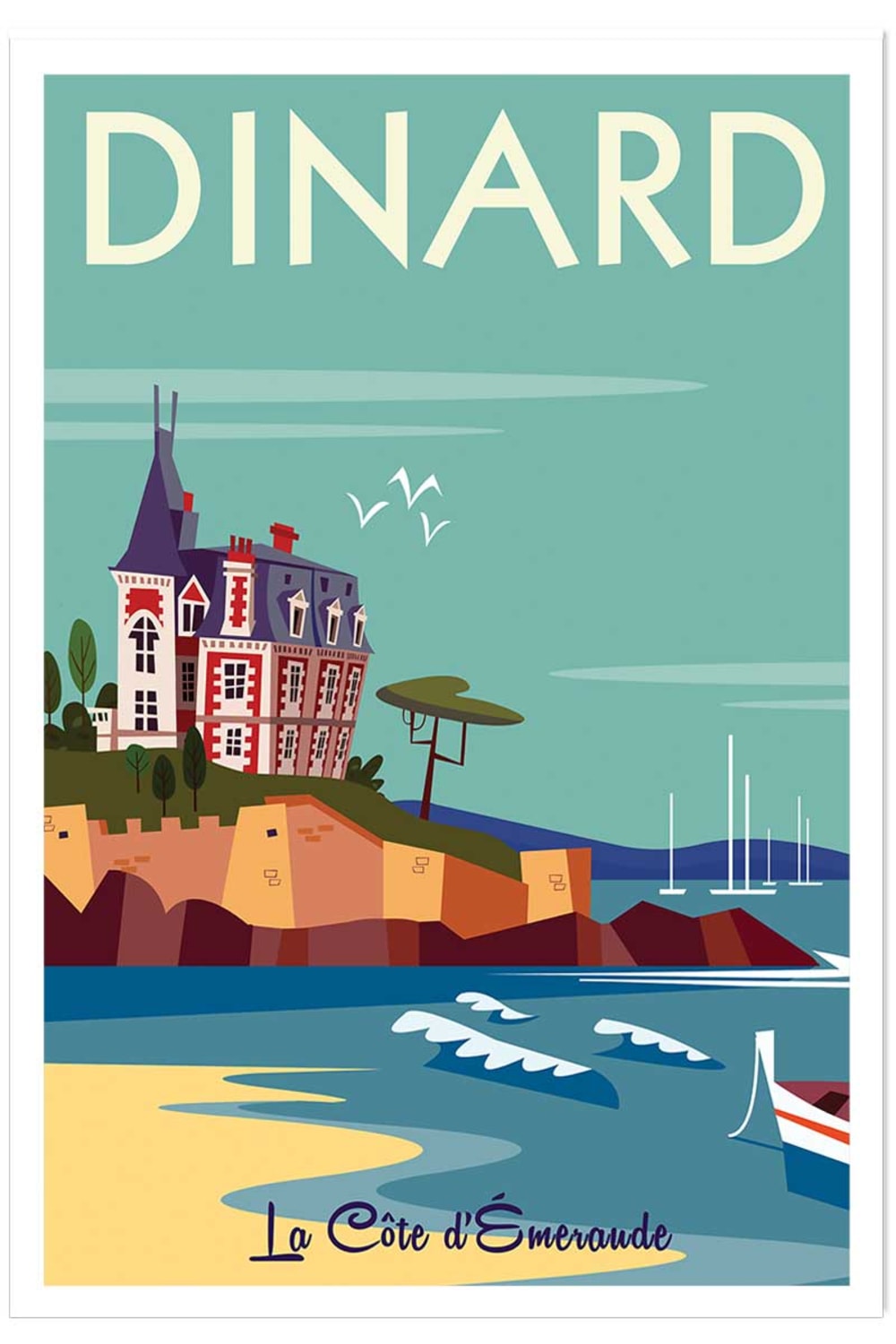 Poster del viaggio a dinard sin marco 60x90cm - Modello Vintage - Multicolore - Carta