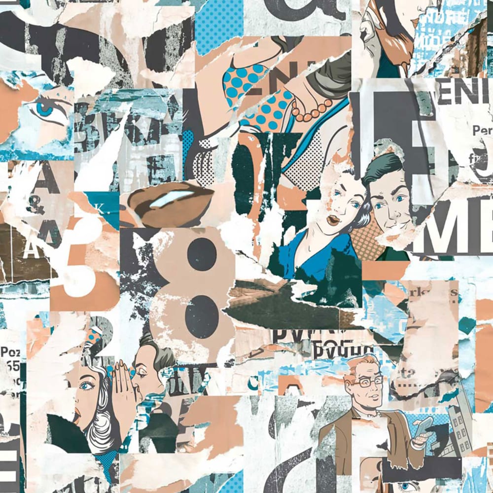 Papel pintado gráfico collage de arte pop 53x1000cm - Maisons du Monde
