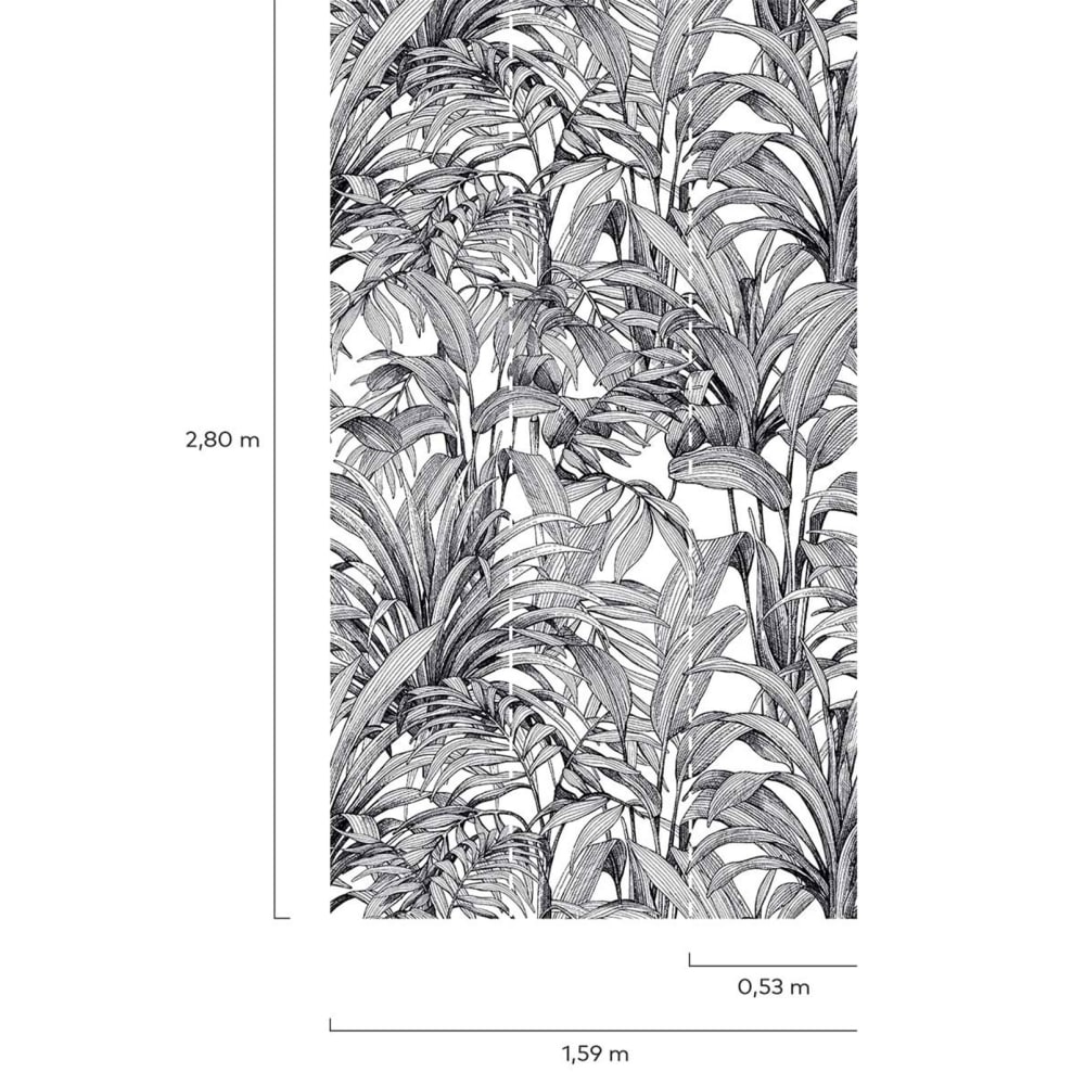 Papel pintado jungla de plataneros en blanco y negro 159x280cm - Maisons du Monde