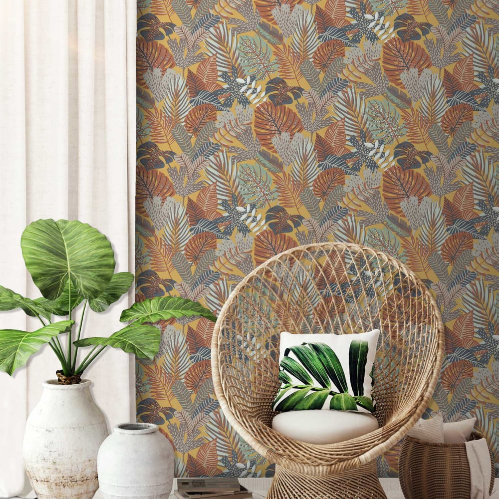 Papier peint plante monstera cuivrée 0,53 m × 10 m — vue 4