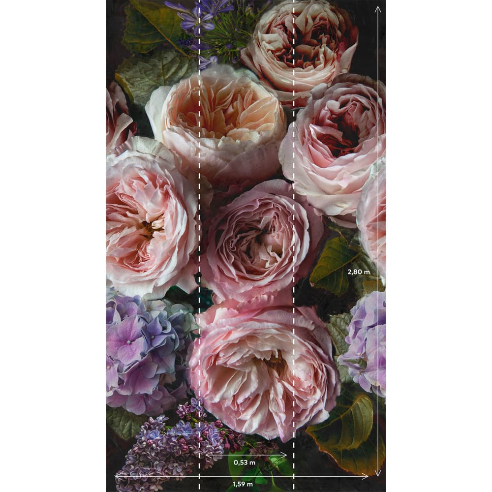 Papier peint pivoines et hortensias 159x280 cm — vue 3