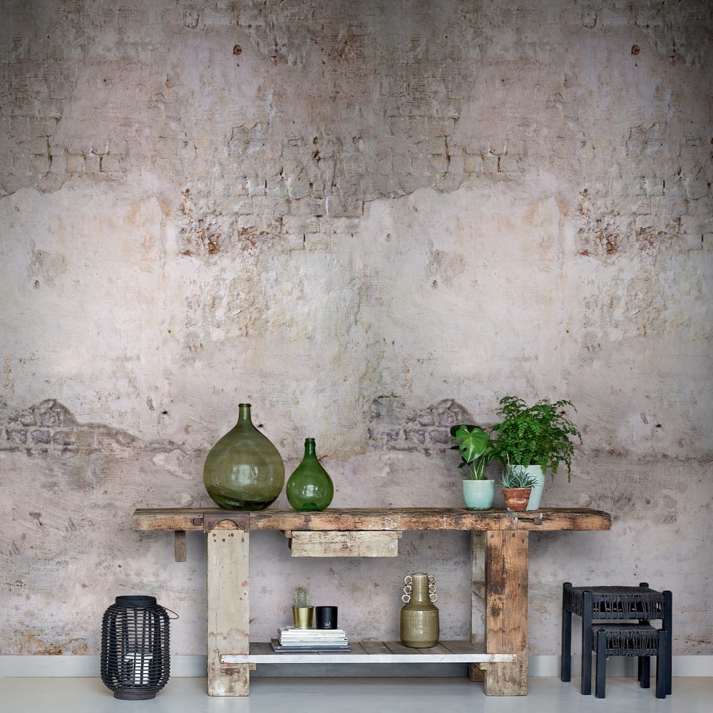 Carta da parati pietra antica e mattone 159x280cm - Modello Contemporaneo - Marrone - Tessuto non tessuto