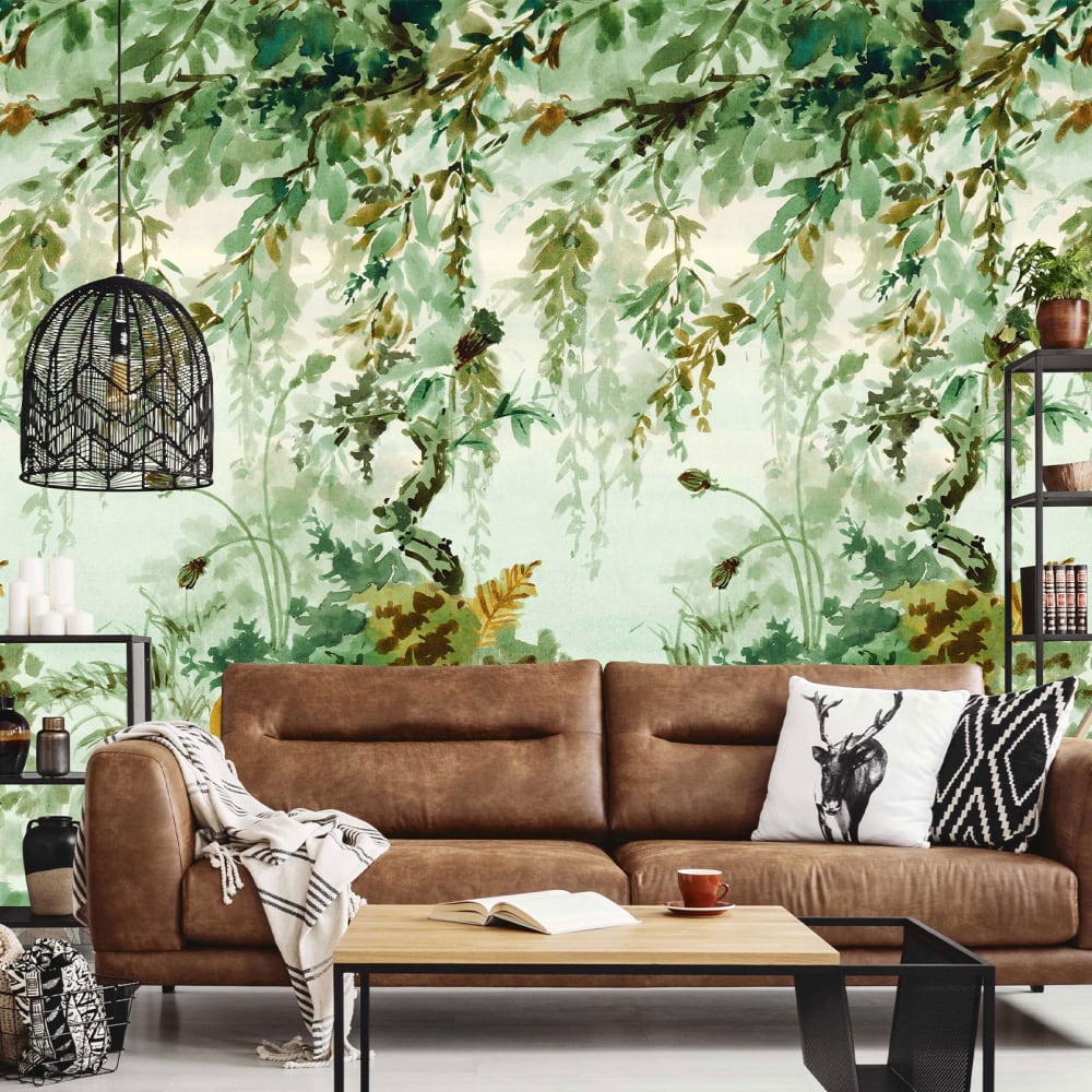 Papel pintado efecto acuarela selva 159x280cm