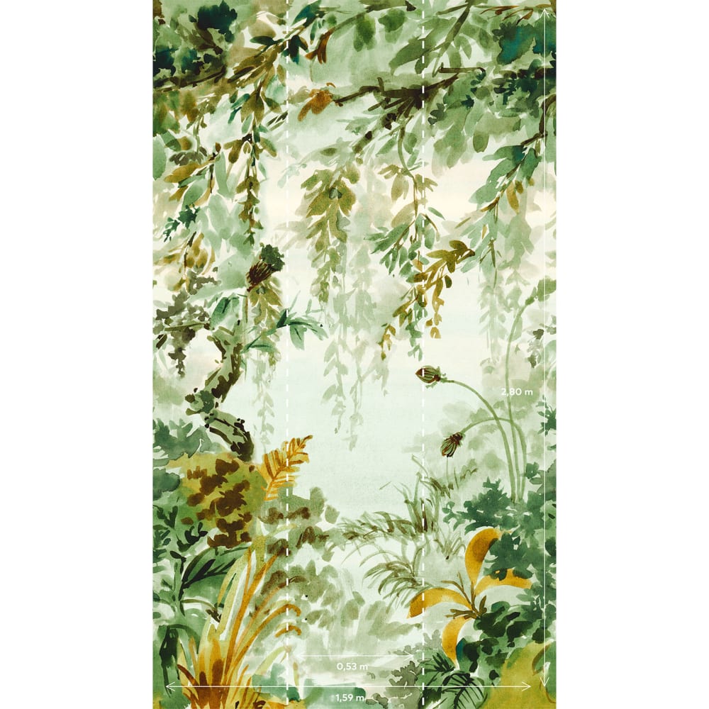 Papier peint effet aquarelle jungle 159x280 cm — vue 3