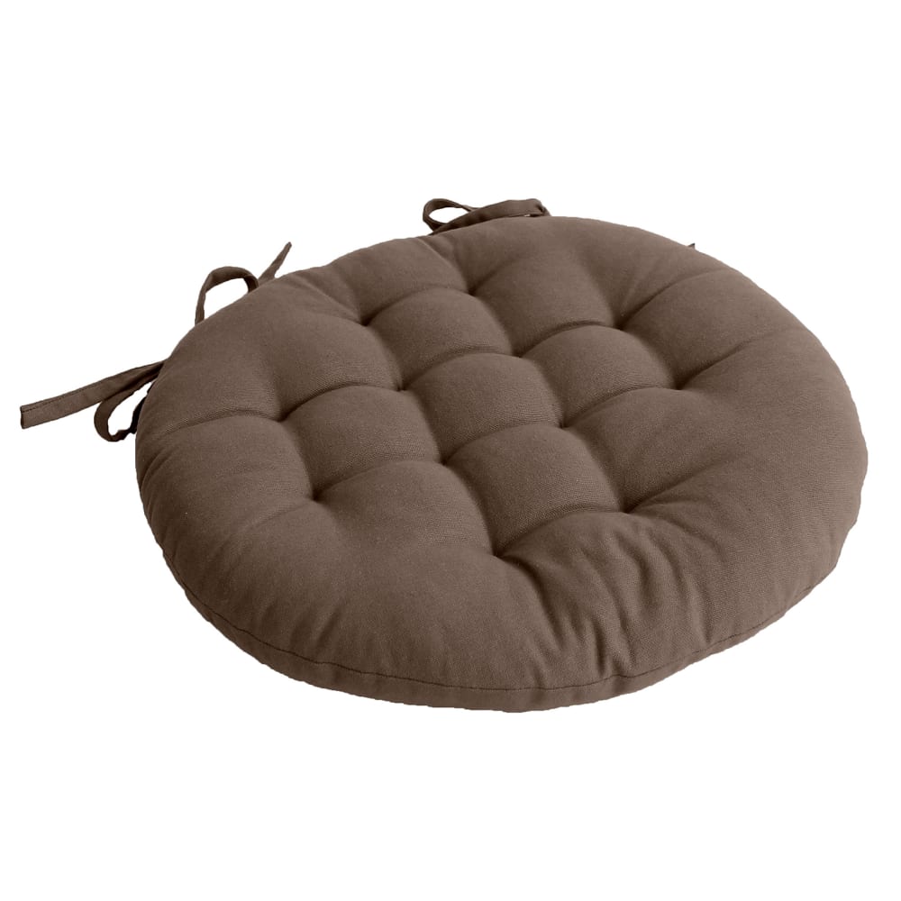 Galette de chaise piquée et ronde coton taupe 38x38 cm