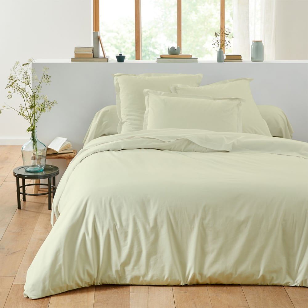 Housse de couette unie en coton lin 260x240