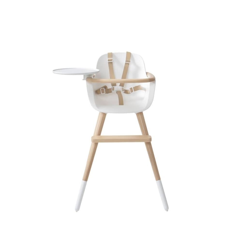 Micuna - Chaise haute évolutive Ovo Luxe one avec harnais beige imitation cuir