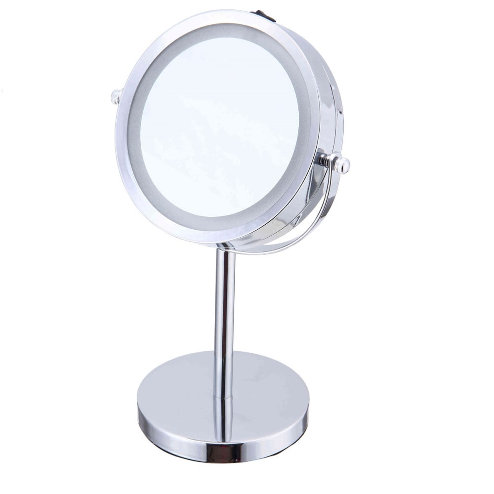 Miroir grossissant en métal inox à LED