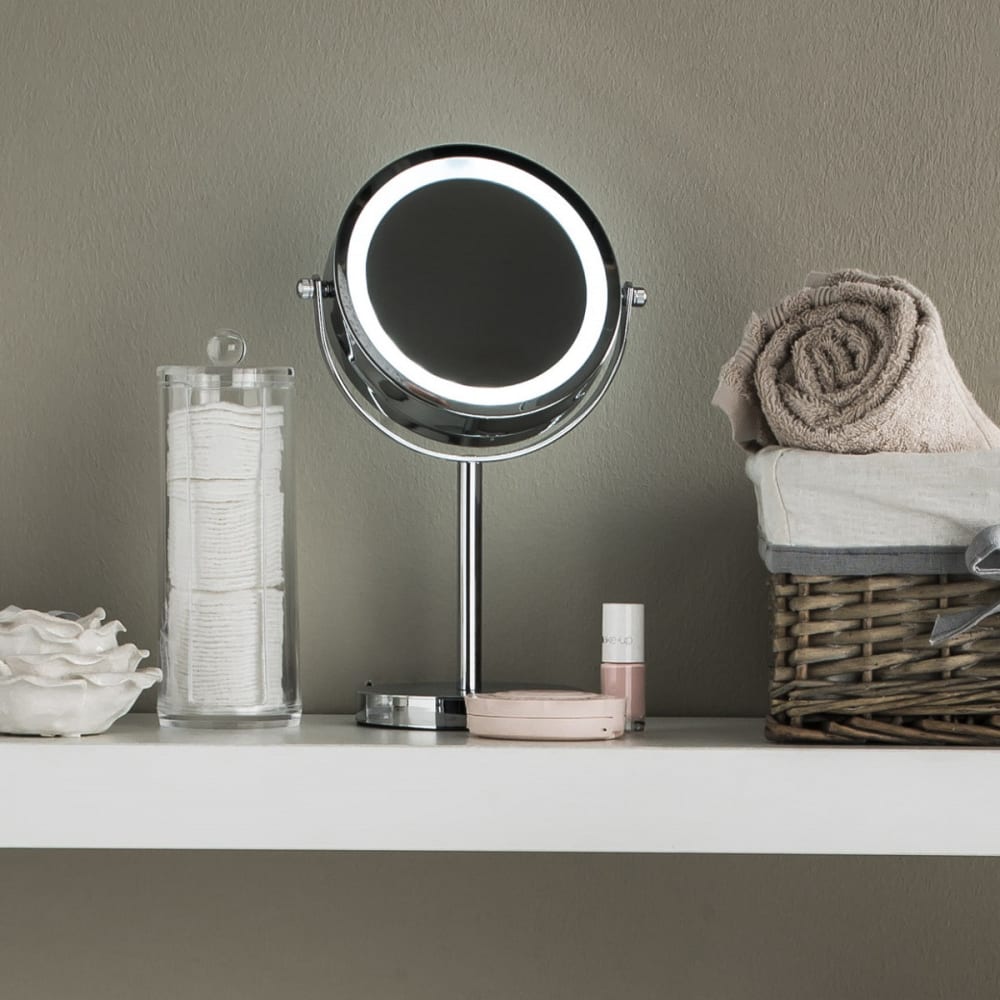 Miroir grossissant en métal inox à led - Maisons du Monde
